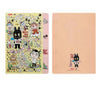 A colorful POP MART mystery box featuring various Labubu monsters and characters.
