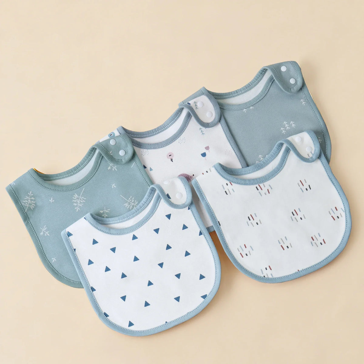 Soft Cotton Baby Bibs (5-Pack) with U-Shaped Catch-All Design