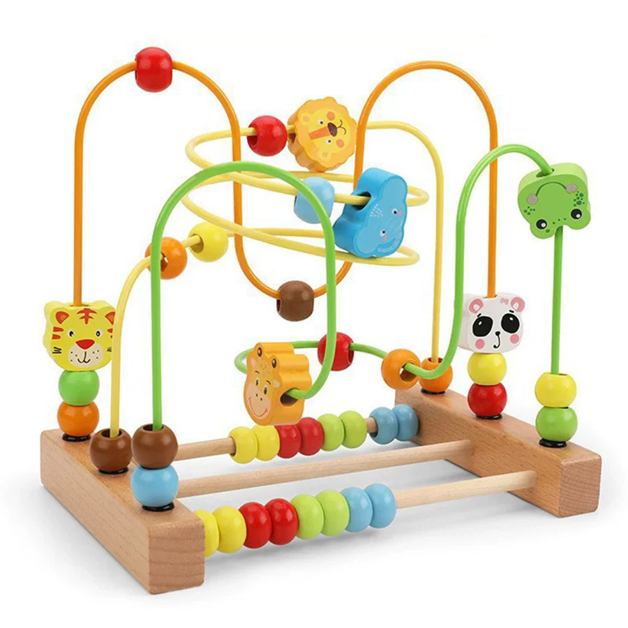 Wooden Bead Maze Roller Coaster Toy for Toddlers