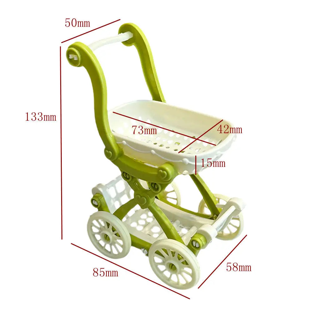 Mini Doll Stroller Trolley with Shoes for 1/12 Scale Dolls