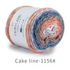 Spool of gradient rainbow cotton-wool yarn for knitting and crochet, labeled Cake line-1156#