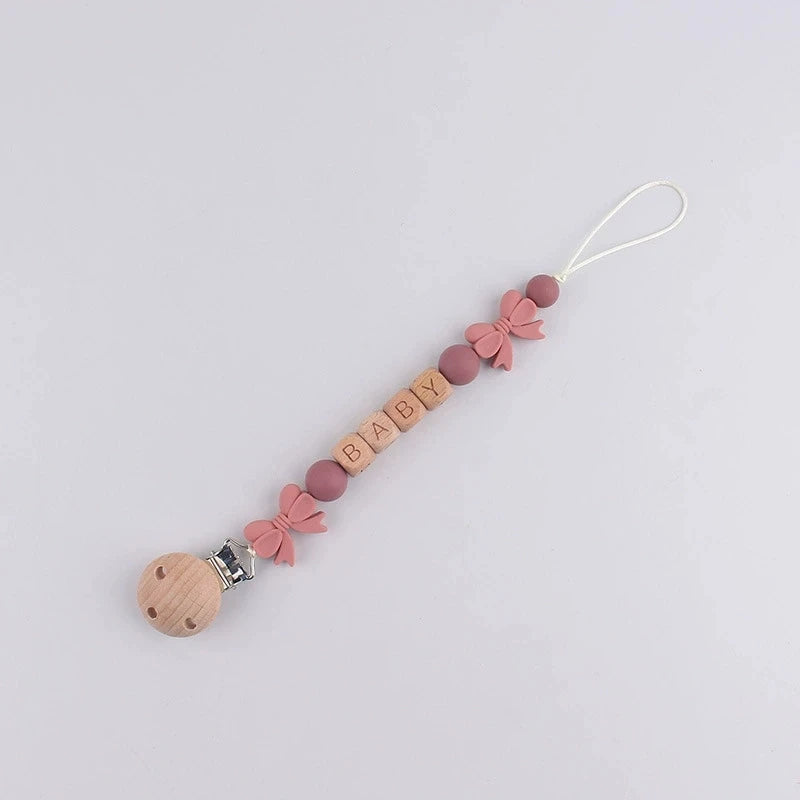 Personalized Baby Pacifier Clip with Silicone Beads