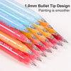 A set of 6 acrylic gel pens with bullet tips in various vibrant colors, arranged diagonally.