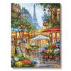 A diamond painting depicting a Parisian street scene with the Eiffel Tower and lush greenery.