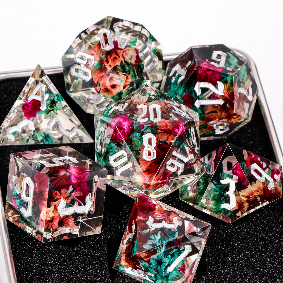 Resin Polyhedral Dice Set for Tabletop RPGs (7 Pieces)