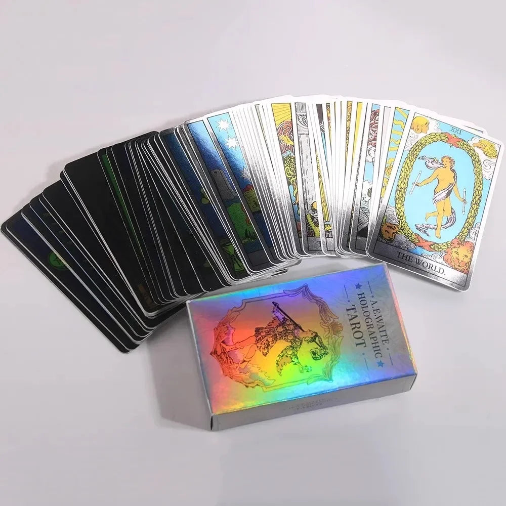 Holographic Rainbow Tarot Card Deck with Guidebook for Beginners