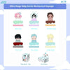A display of various mechanical keycaps from the Alien Stage Baby Series including MIZI, SUA, HYUNA, IVAN, TILL, and LUKA sty