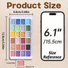 A rectangular palette of 24 watercolor paints with various shades including sunset and metallic starry colors shown next to a