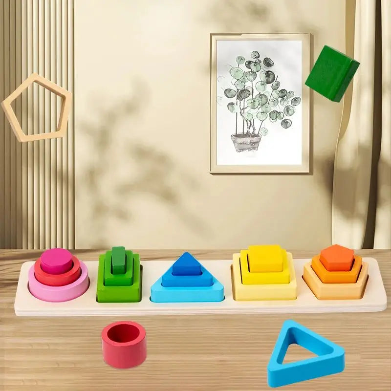 Montessori Wooden Sorting & Stacking Toy for Toddlers