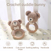 Crochet Bunny Rattle & Teether Toy with Wooden Ring