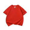 A bright red classic cotton crew neck t-shirt for kids, shown flat lay.