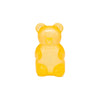 A bright yellow silicone slow rising sensory fidget cube shaped like a bear