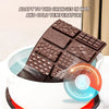 Un moule en silicone de barres au chocolat est montré à l'intérieur d'un appareil blanc, démontrant les réglages de températu