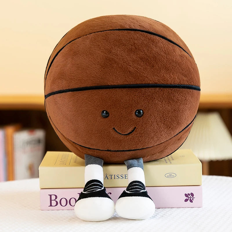 Realistic Sports Ball Plush Toy - Football, Basketball, Volleyball & 8-Ball Styles