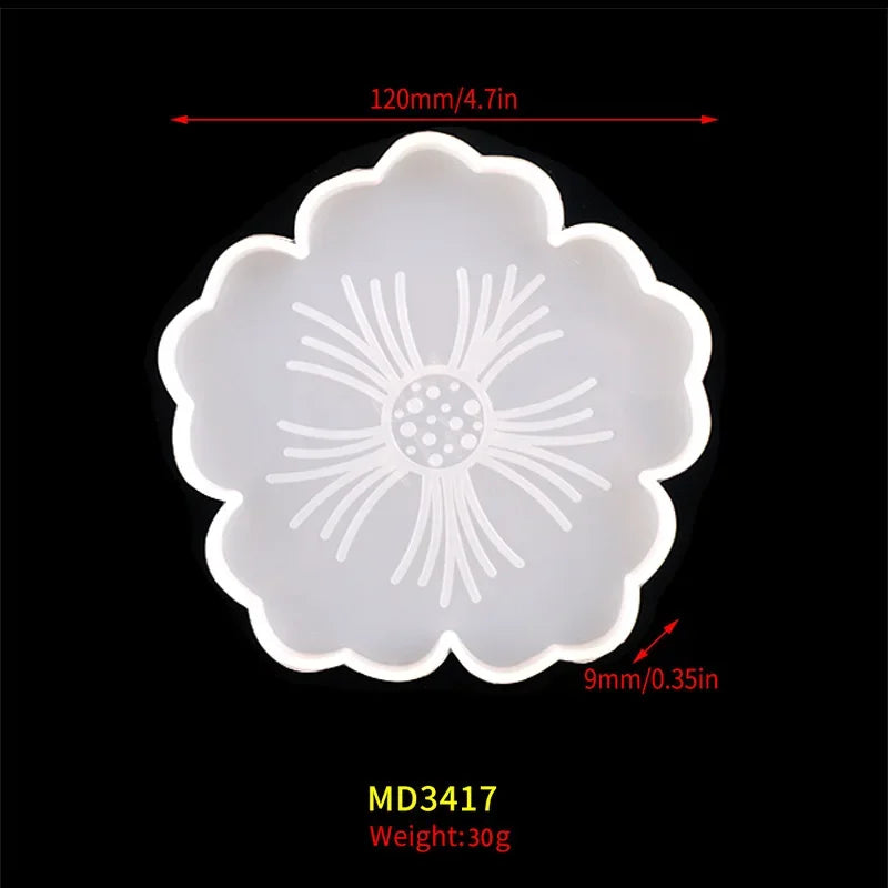 Flower-Shaped Silicone Coaster Mold for Epoxy Resin DIY