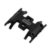 Black CNC aluminum skid plate for a 1/24 RC crawler.