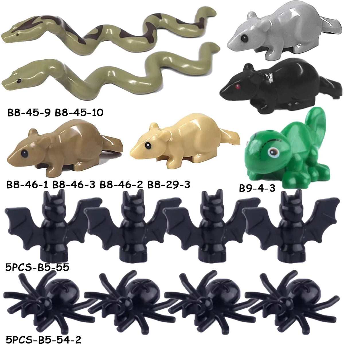 A collection of marine animal building blocks including a shark, octopus, whale, and various other sea creatures.