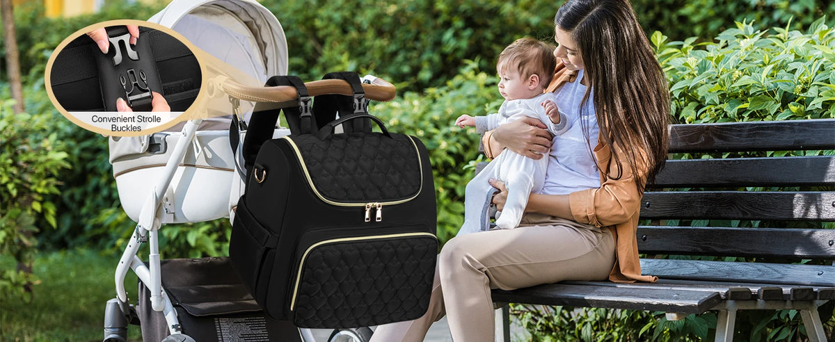 Foldable 4-in-1 Diaper Bag Backpack with Changing Pad