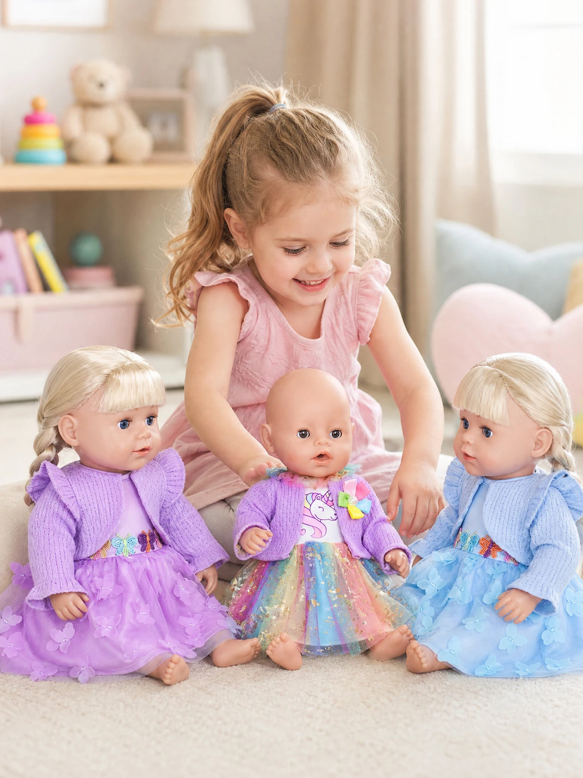 Adorable Baby Doll Clothing Set with Coat and Dress