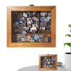 A wooden frame displaying a shelf filled with various small books and fidget items for anxiety relief decor