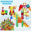 Colorful magnetic building blocks shaped like houses and structures for children's educational play
