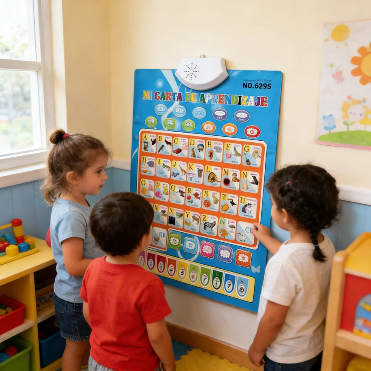 Bilingual English-Spanish Interactive Learning Poster for Toddlers