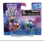 A packaged set of three little pet shop animal figures for children.