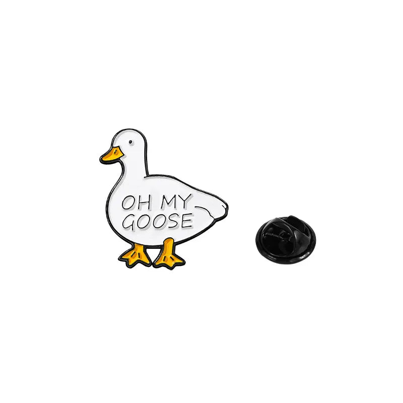 Cute Cartoon Goose Enamel Brooch Set (4-Pack)