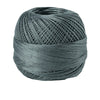 A ball of gray 100% cotton crochet thread used for tatting and embroidery.