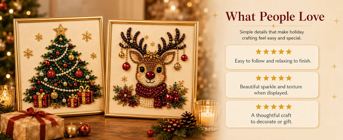 Festive Christmas Pearl Diamond Painting Kit with Frame