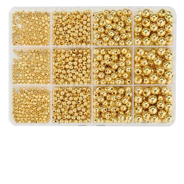 Gold & Silver Round Bead Assortment for DIY Jewelry Making