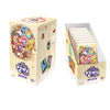 A box of My Little Pony Friendship Is Forever Shining Moon collectible cards with various card packs visible.