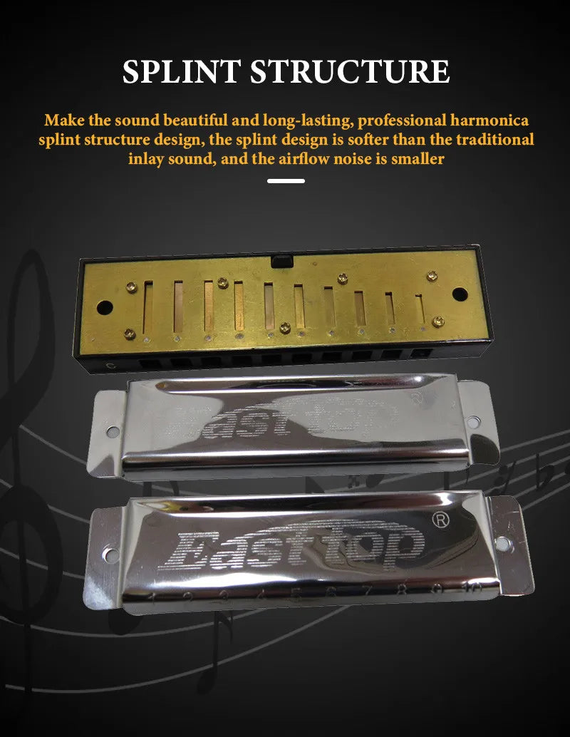 A set of three stainless steel covers for a splint structure harmonica design.