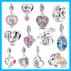 Silver-Plated Heart Charm Bead with Cubic Zirconia for Bracelets and DIY Jewelry