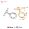 A set of 10 round gold o-toggle clasps for bracelets and jewelry making