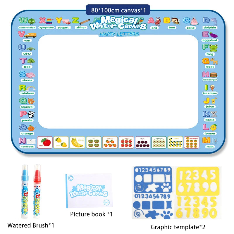 Magic Water Drawing Mat with Fluorescent Pens for Kids