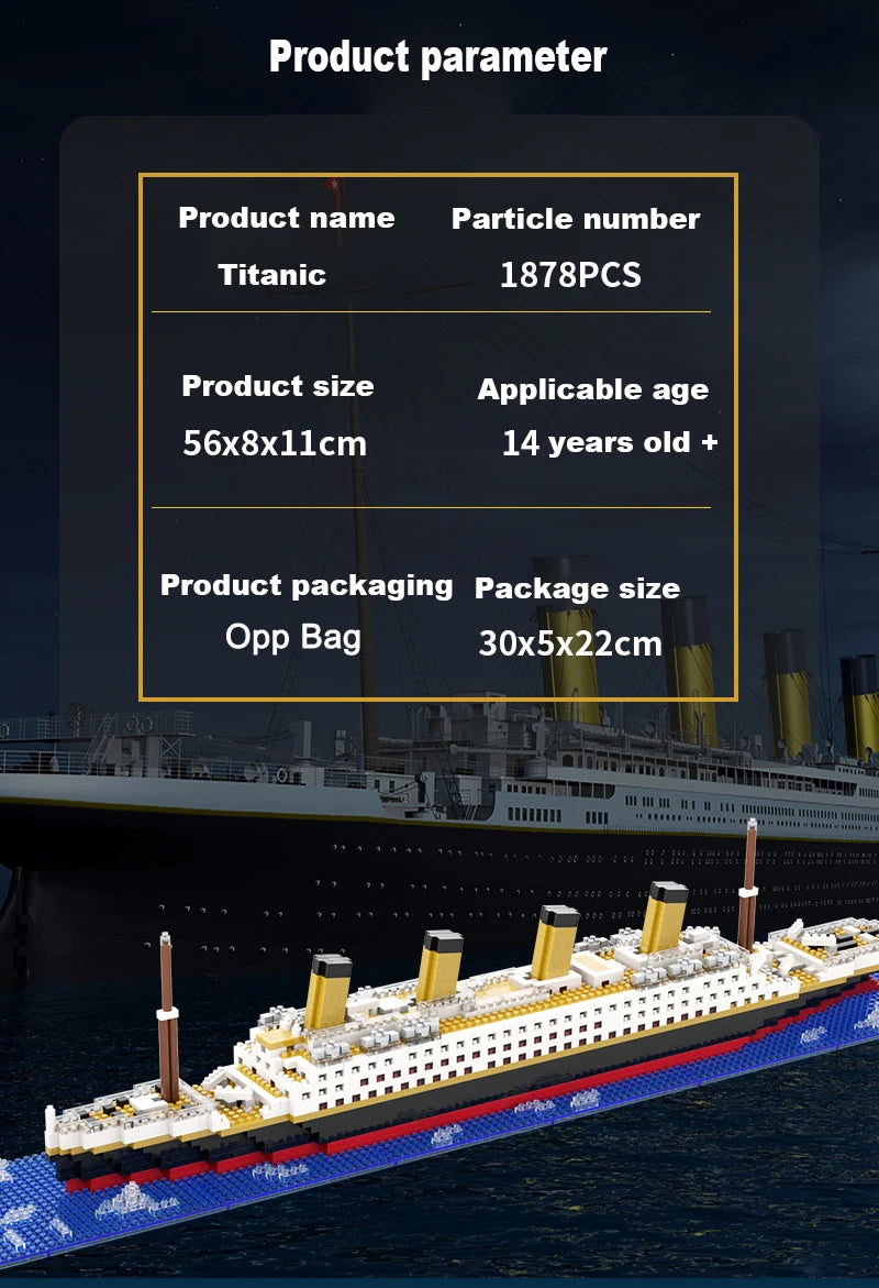 Micro Building Block Titanic Ship Model Kit for Adults and Teens