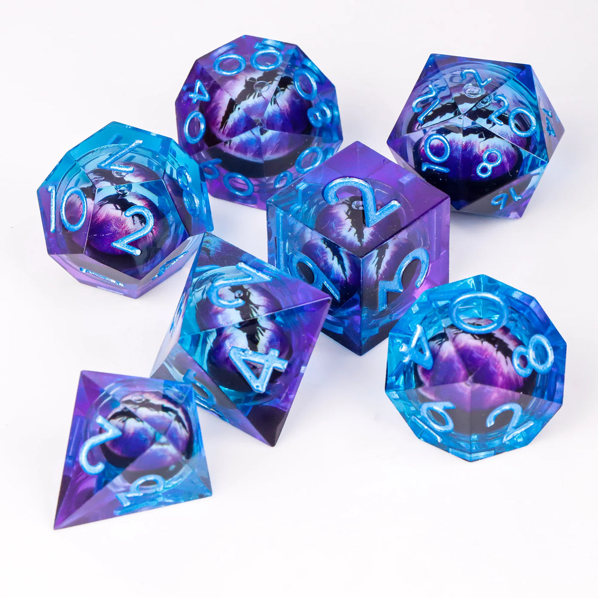Eye Dice Set – 7-Piece Resin Polyhedral Dice for Horror RPG Games