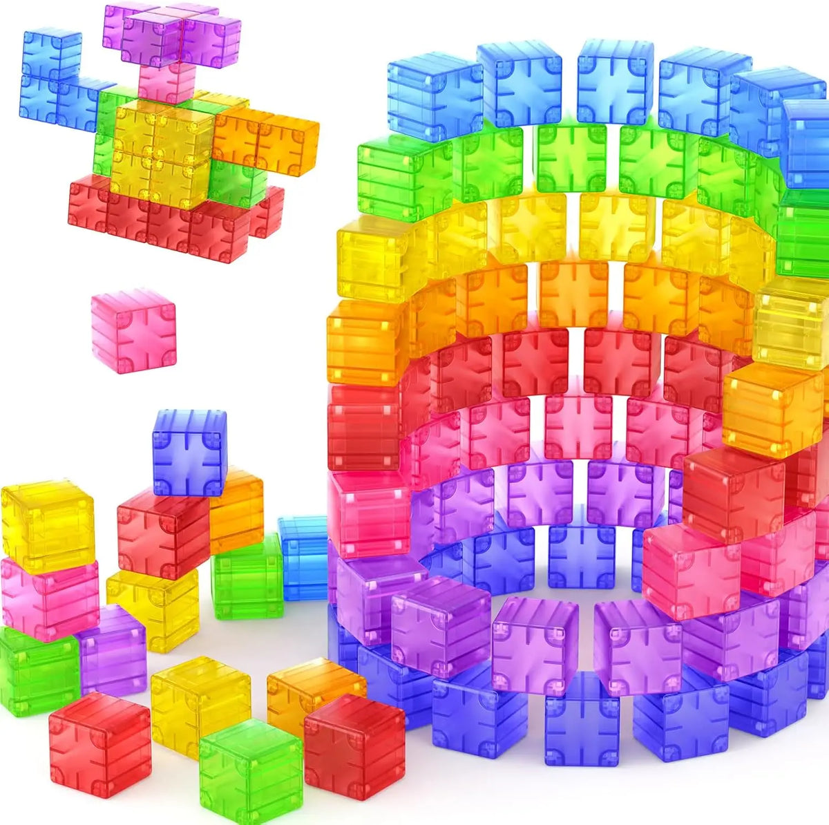 Transparent Magnetic Building Cubes – STEM Learning Construction Set for Kids