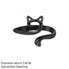 Black adjustable cat-ear crochet ring with a smooth, curved design.