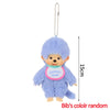 A light blue fluffy cartoon plush toy with a silver chain attached, featuring a pink collar and the text COLORS.