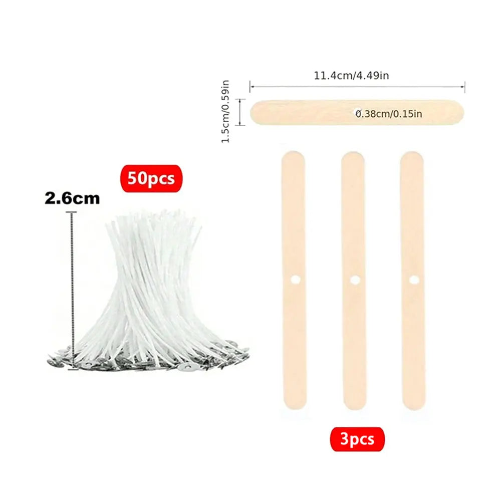Cotton Candle Wicks Kit with Metal Stands (50-Piece)