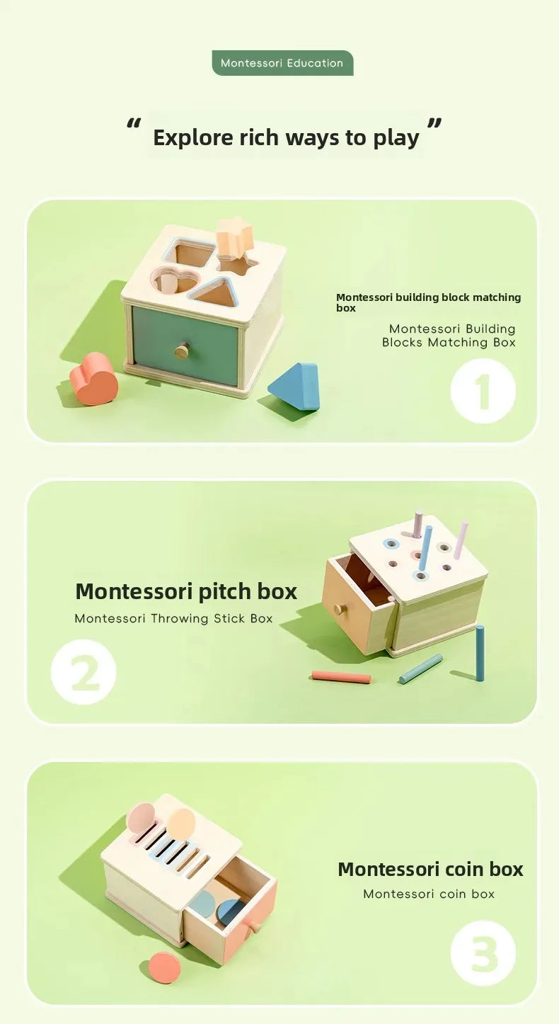 Wooden Color Shape Sorter with Drawer Box – Montessori Learning Toy
