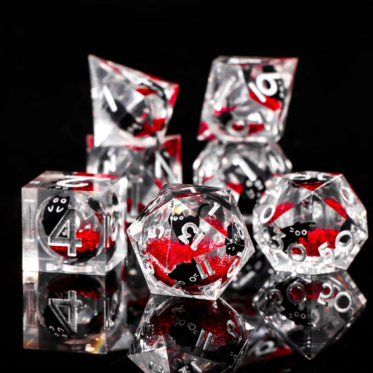 Liquid Core Cat Resin Dice Set for Dungeons & Dragons