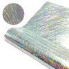 A close-up view of holographic glitter heat transfer vinyl showing iridescent colors and fine fibers.