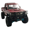 A maroon heavy duty front bumper for 1/10 scale RC crawler trucks.
