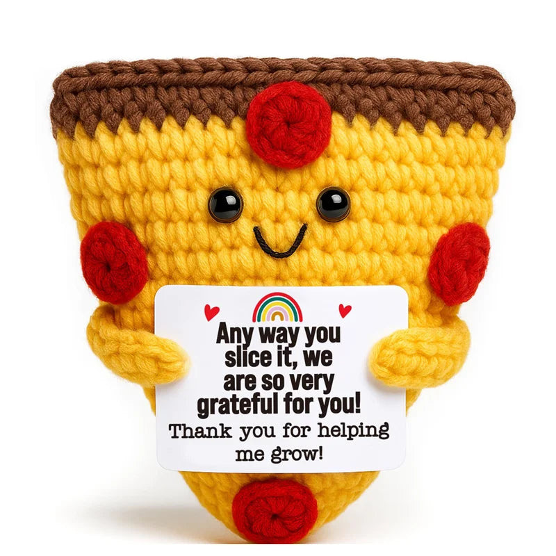 Handmade Crochet Hamburger and Donut Desk Decor with Positive Message Card