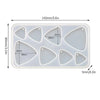 A white silicone mold set with various geometric shapes for making epoxy resin earrings and pendants.