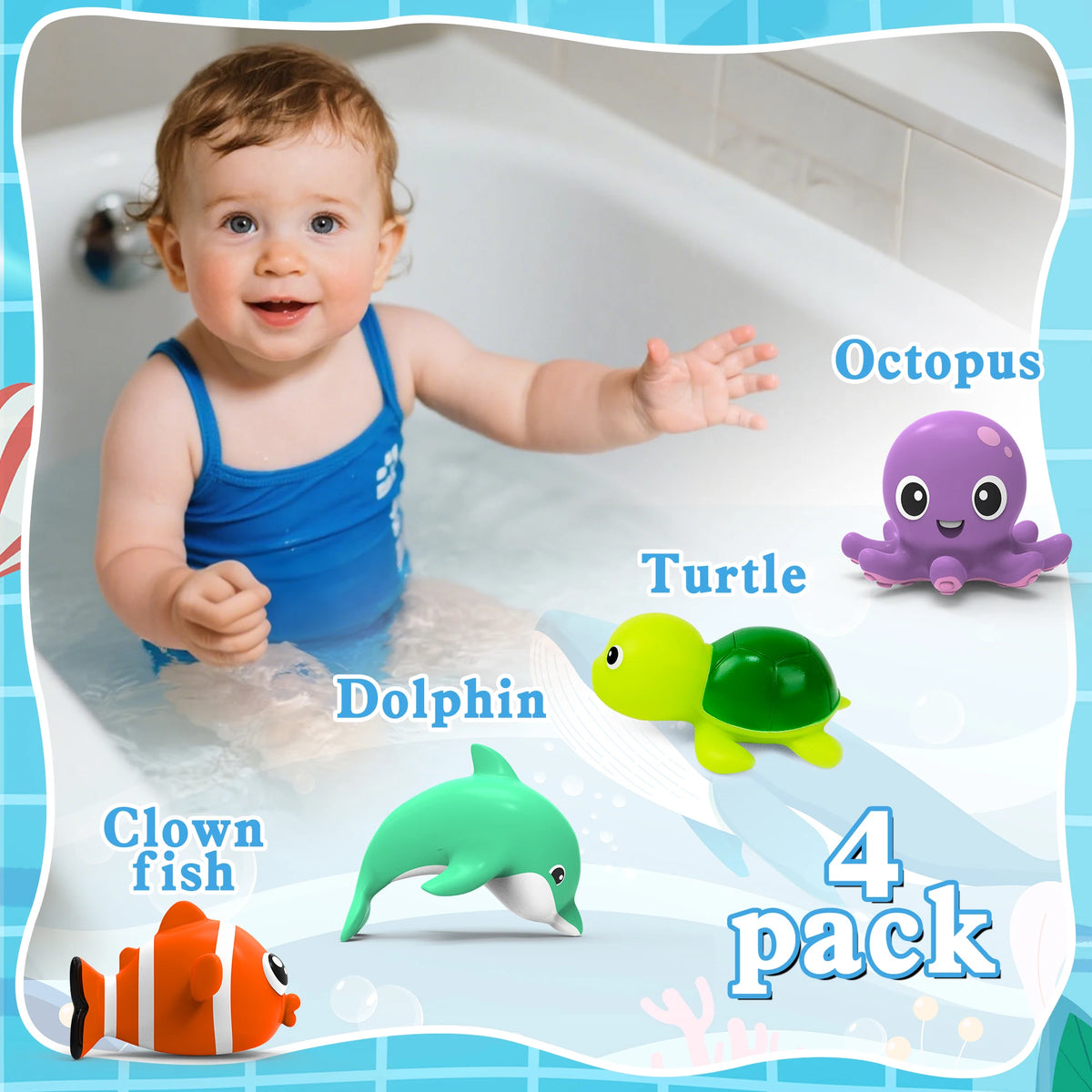 8-Piece Wind-Up Sea Animal Bath Toys Set