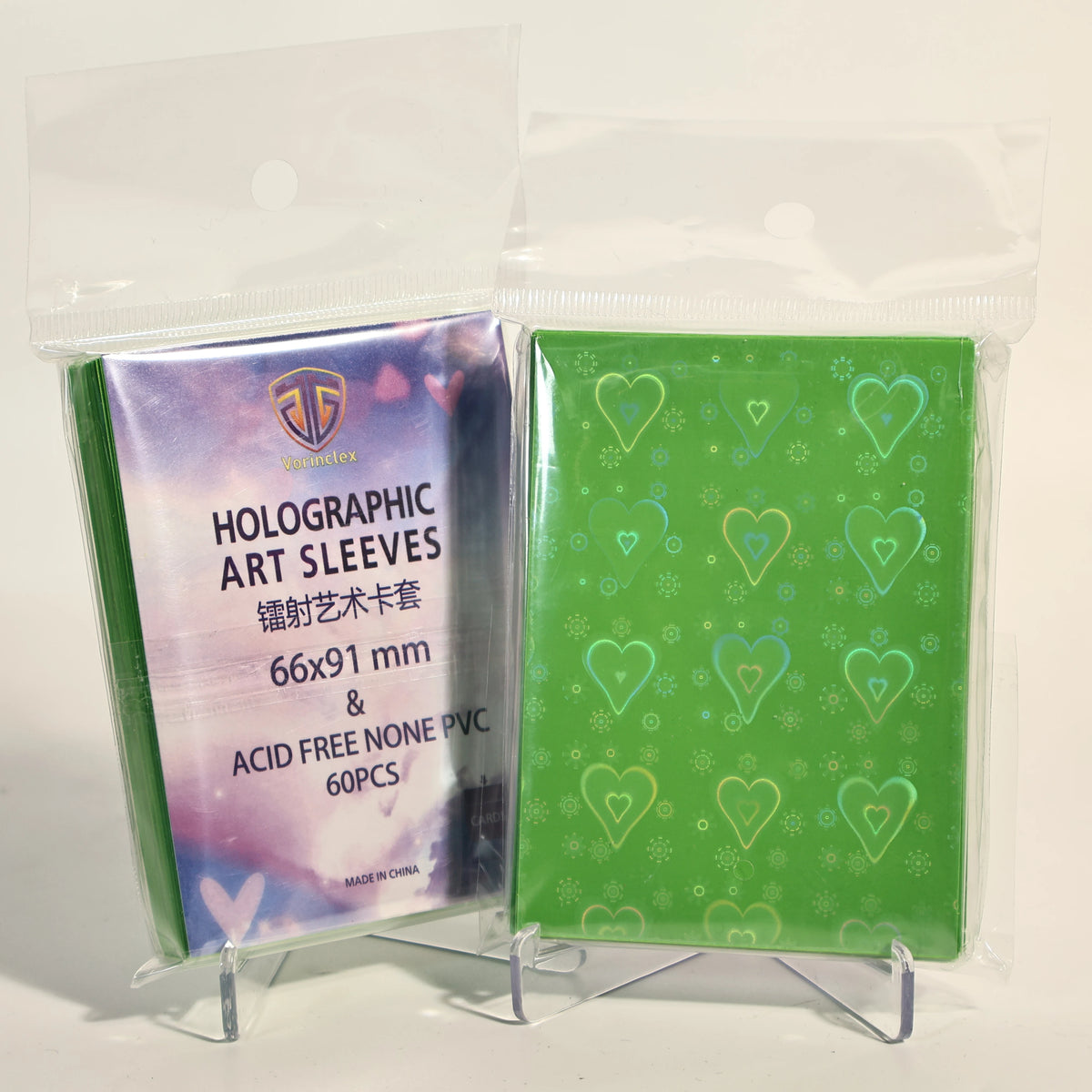 Holographic Heart-Shaped Card Sleeves (60-Pack) – Acid-Free Protectors for TCG & Collectible Cards